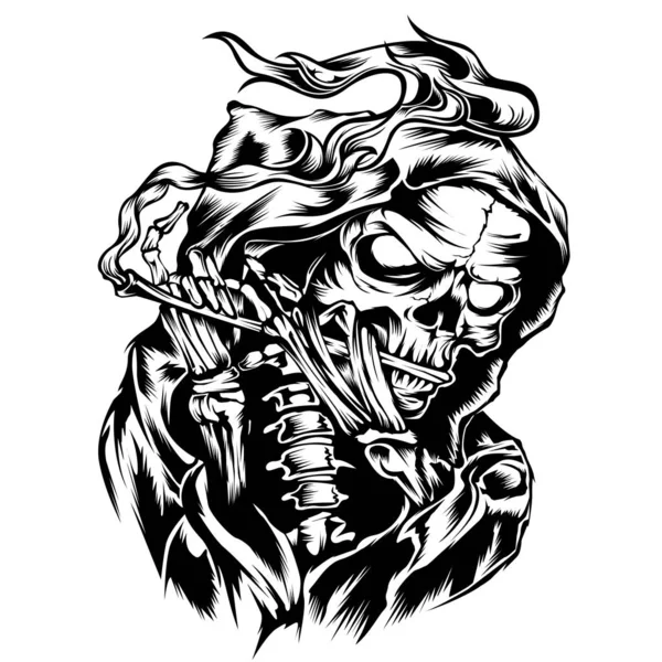 Devil Skull Angel Dari Death Frute Dark Scary Vector Ilustrasi - Stok Vektor