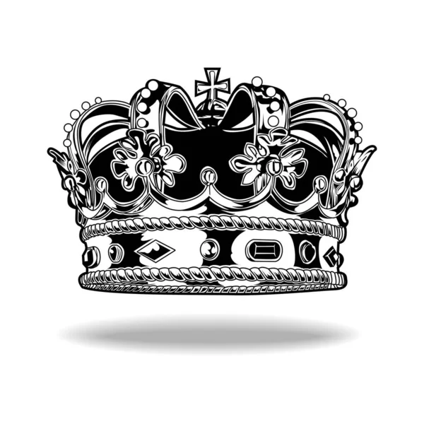 皇冠黑白相间的女王王国皇家病媒 — 图库矢量图片