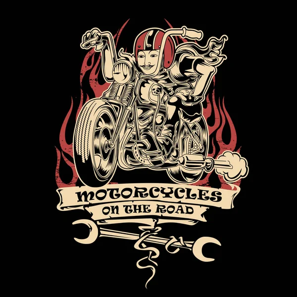 Vintage Motorcye Club Ride Road Vector Illustration — 스톡 벡터