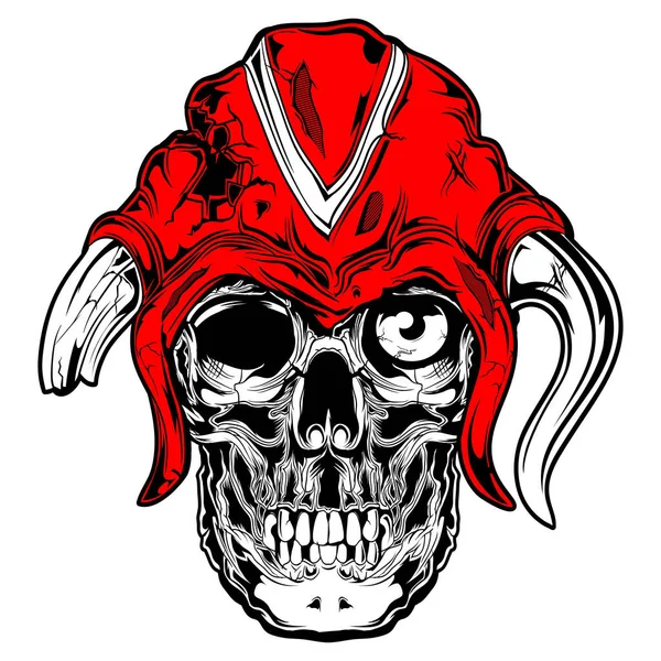 Viking Skull Motorcye Tłok Łańcuch Czerwony Wektor Motocykla — Wektor stockowy