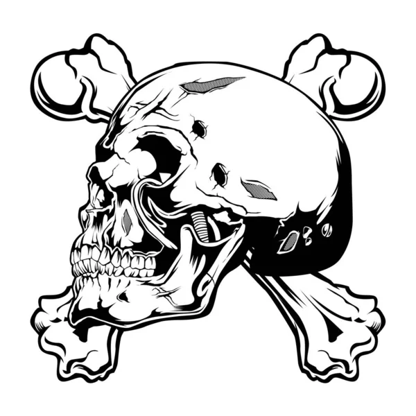 Skull Bone Black Vector Wajah Bahaya Ilustrasi - Stok Vektor