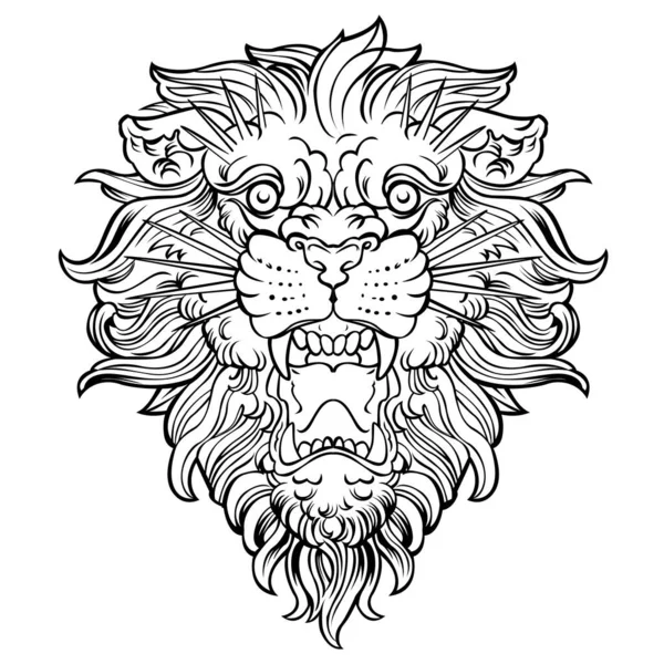 ライオン頭怒り黒動物頭怒りベクトルイラストレーター — ストックベクタ