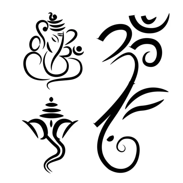 Ganesha Om符号纹身矢量 — 图库矢量图片