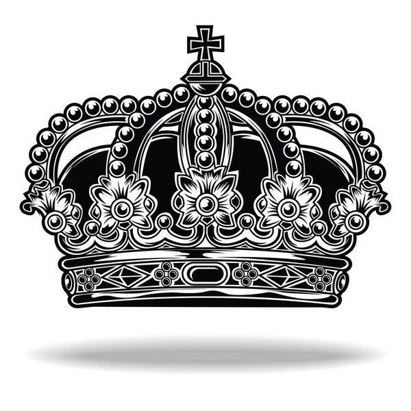Coroa Preto Branco Rei Rainha Vetor — Vetor de Stock