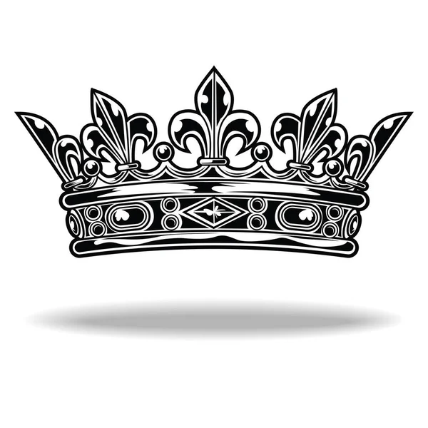 Couronne Roi Noir Blanc Queen Vector — Image vectorielle