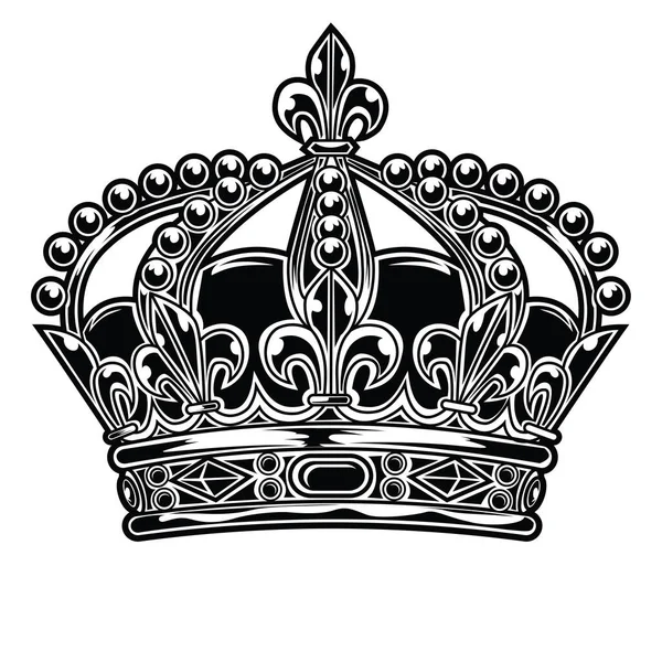 Krone Schwarz Und Weiß König Königin Vektor — Stockvektor