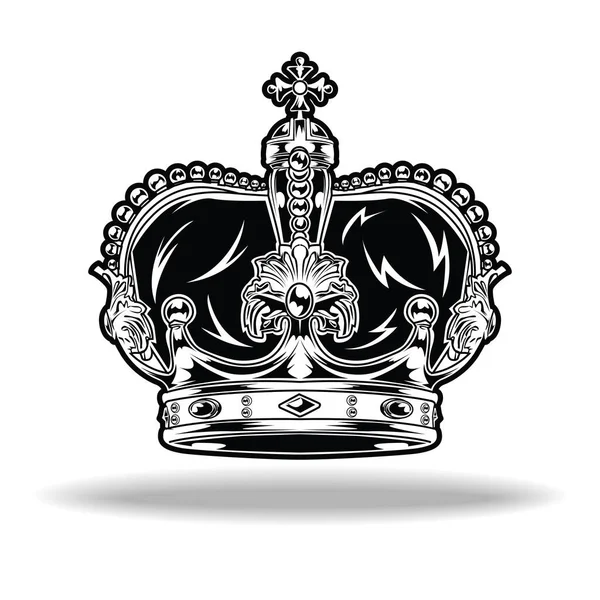 Coroa Preto Branco Rei Rainha Vector Ilustrador —  Vetores de Stock