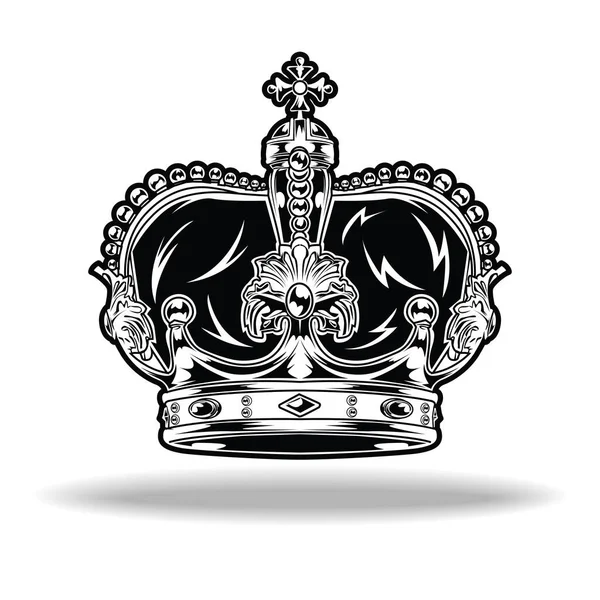 Crown Black White King Queen Vector Illustrator — Stockový vektor