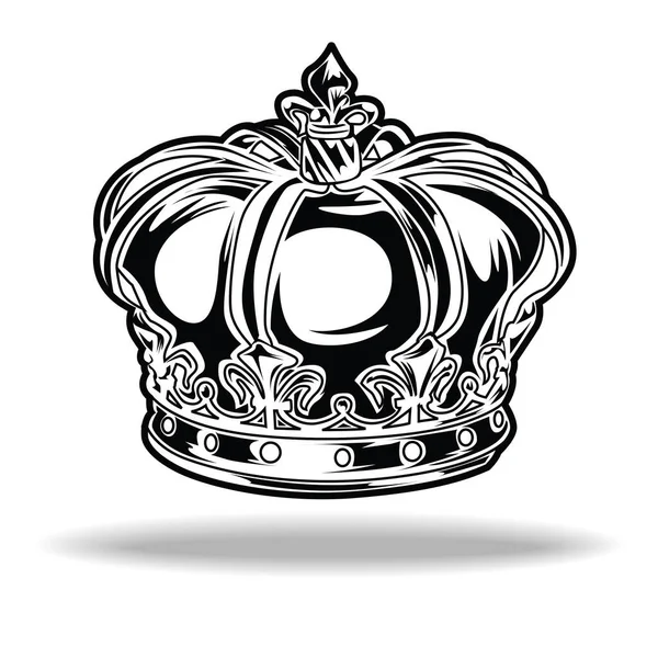 Crown Black White King Vector Illustrator — 스톡 벡터