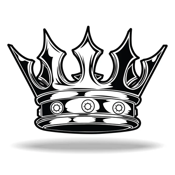 Korona Czarno Biały Król Królowa Wektor Ilustrator — Wektor stockowy