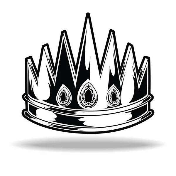 Coroa Preto Branco Rei Rainha Vector Ilustrador — Vetor de Stock
