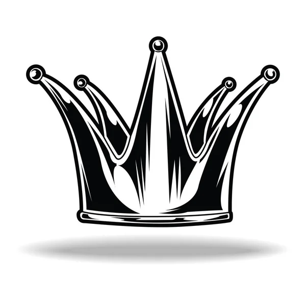 Kroon Zwart Wit Koning Koningin Vector Illustrator — Stockvector