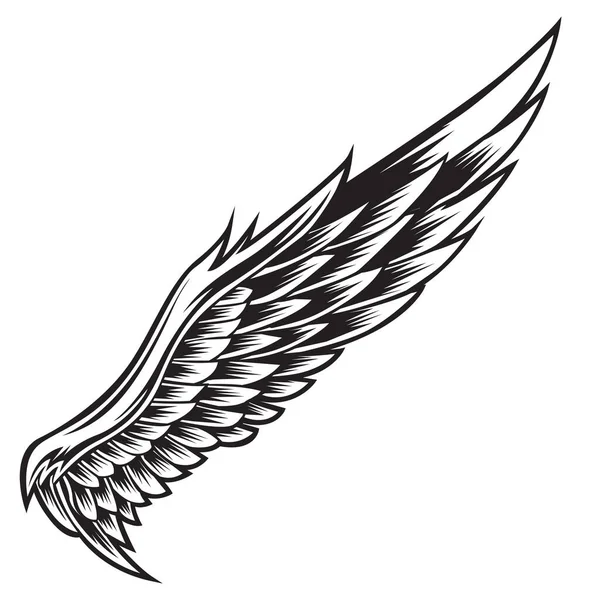 Wings Bird Black White Bird Wings Feathers Vector Illustrator — Stock Vector