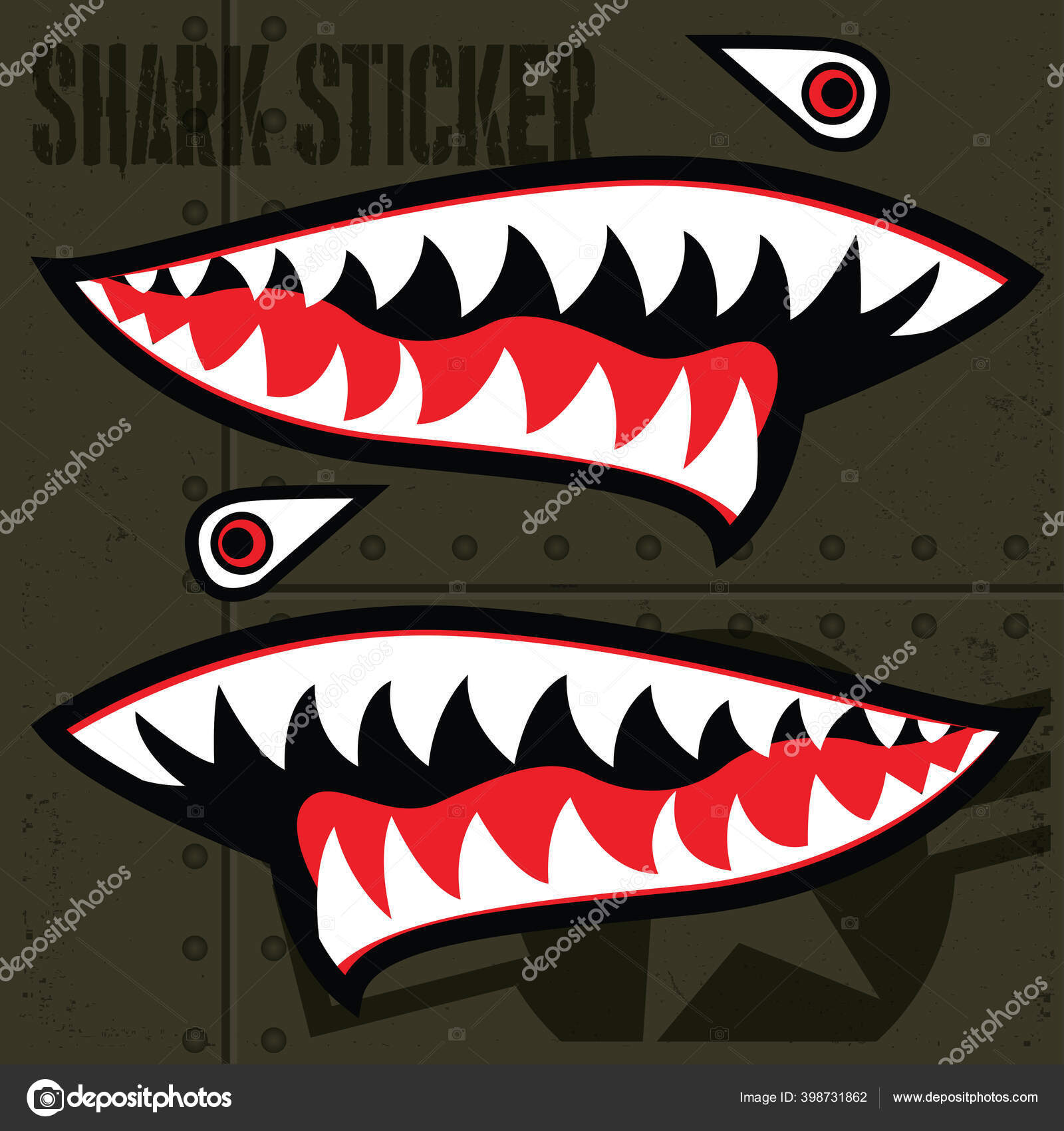Flying Tiger Shark Mouth Vinyl Vector Illustration by #398731862