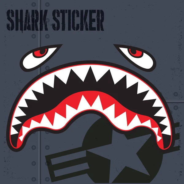 Sticker Bouche Requin Tigre Volant Vinyle Vecteur — Image vectorielle