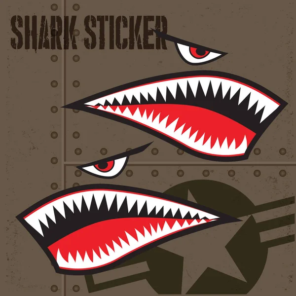 Flying Tiger Shark Mouth Aufkleber Vinyl Vector — Stockvektor