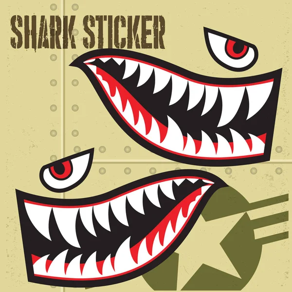 Flying Tiger Shark Mouth Aufkleber Vinyl Vector — Stockvektor