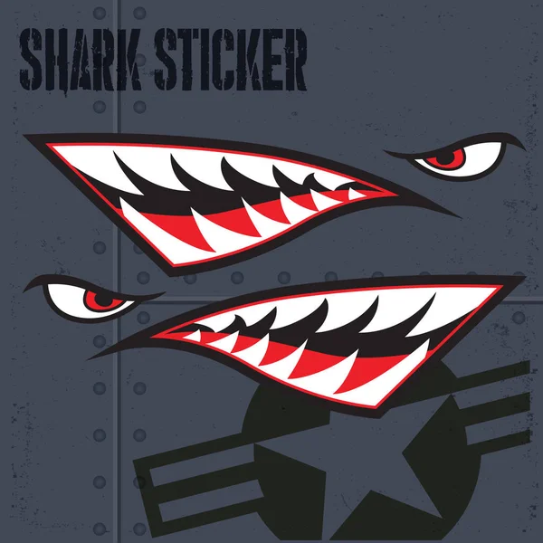 Sticker Bouche Requin Tigre Volant Vinyle Vecteur — Image vectorielle