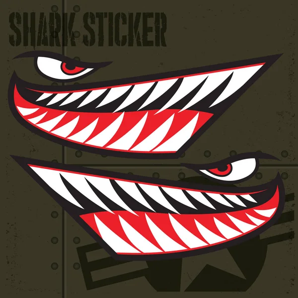 Sticker Bouche Requin Tigre Volant Vinyle Vecteur — Image vectorielle