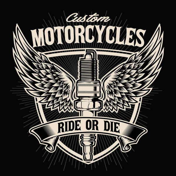 Badge Bike Biker Chopper Classic Club Custom Design Emblem Engine — Stock Vector