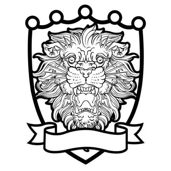 Ícone Logotipo Leão Ilustração Vetorial Preta Fita —  Vetores de Stock
