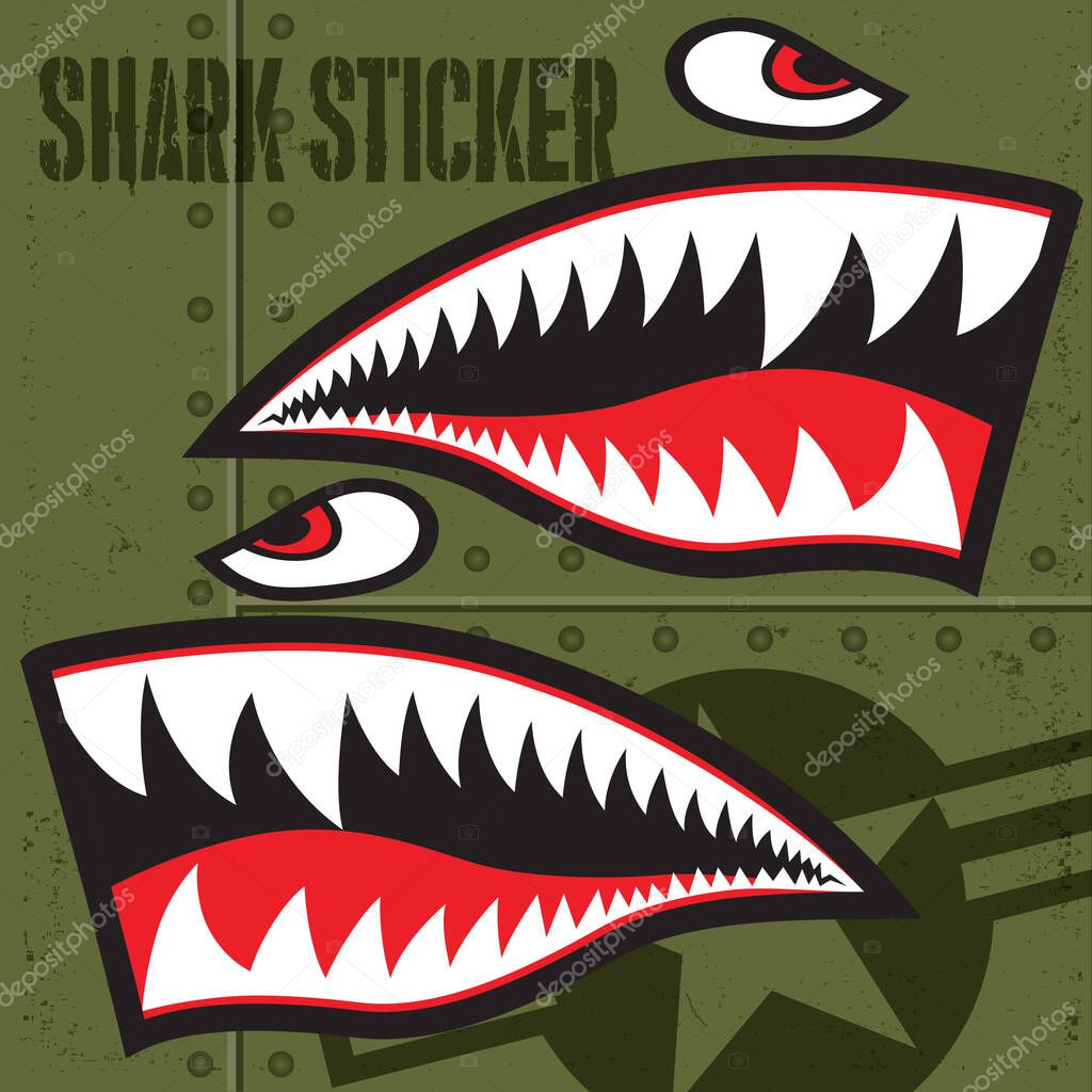 Flying Tiger Shark Mouth Sticker Vinyl Vector