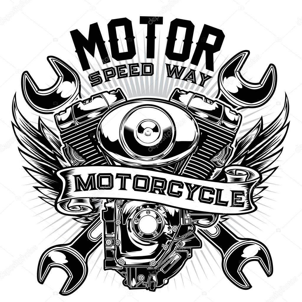 motorcycle club custom bike shop logo Design vector22