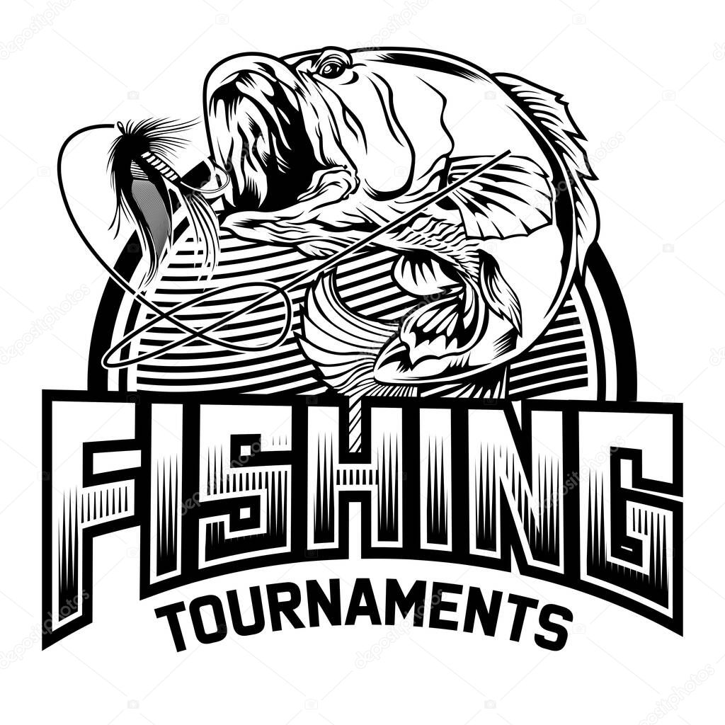 fishing tournament logo fishing club Vector illustration