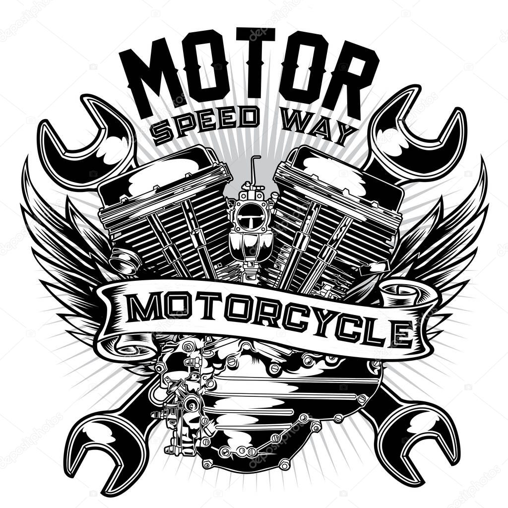 motorcycle club custom bike shop logo Design vector11