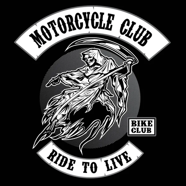 Devil Skull Angel Death Ride Live Bike Club Vector Illustrator — стоковый вектор