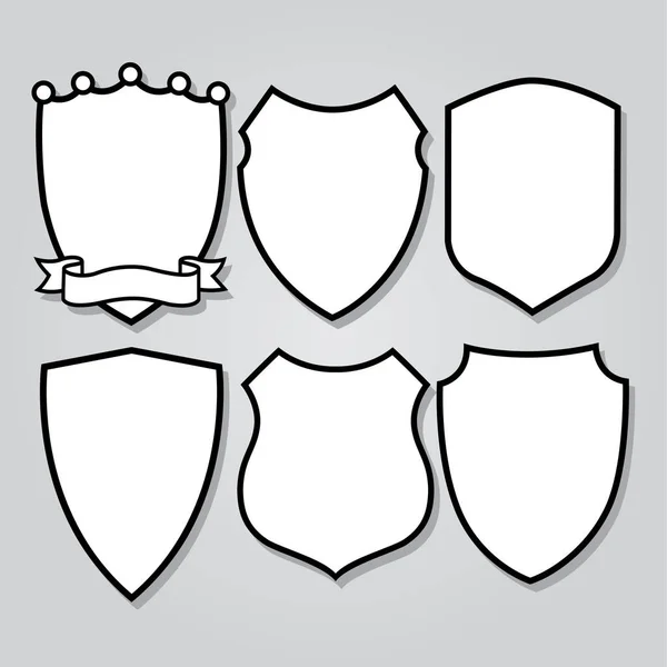 Escudo Armor Set Icon Logo Mascota Sobre Fondo Negro — Vector de stock