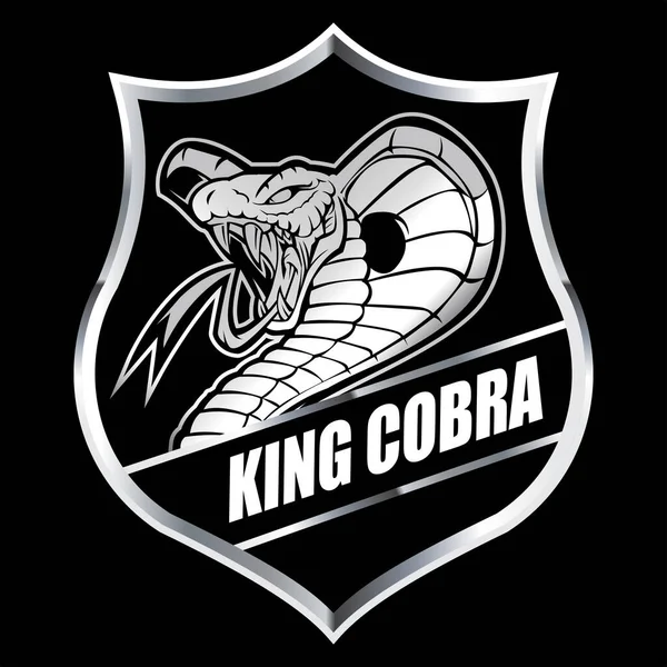 Cobra Cabeza Negro Blanco Vector Serpiente Cabeza Oro Mascota Logotipo — Archivo Imágenes Vectoriales