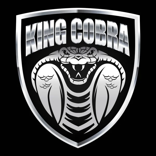 Cobra Cabeza Negro Blanco Vector Serpiente Cabeza Oro Mascota Logotipo — Archivo Imágenes Vectoriales