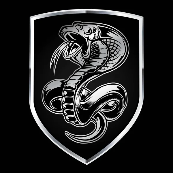 Kobra Głowa Czarny Biały Wektor Złoty Głowa Wąż Logo Maskotka — Wektor stockowy
