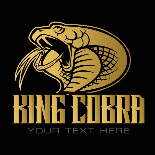 Cobra Tête Noir Blanc Vecteur Gold Tête Serpent Mascotte Logo — Image vectorielle
