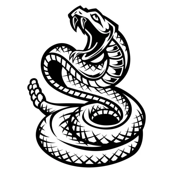 Cobra Tête Noir Blanc Vecteur Gold Tête Serpent Mascotte Logo — Image vectorielle