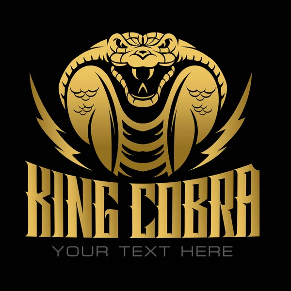 Cobra Testa Bianco Nero Vettore Gold Testa Serpente Disegno Logo — Vettoriale Stock