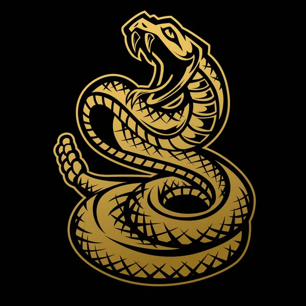 Cobra Tête Noir Blanc Vecteur Gold Tête Serpent Mascotte Logo — Image vectorielle