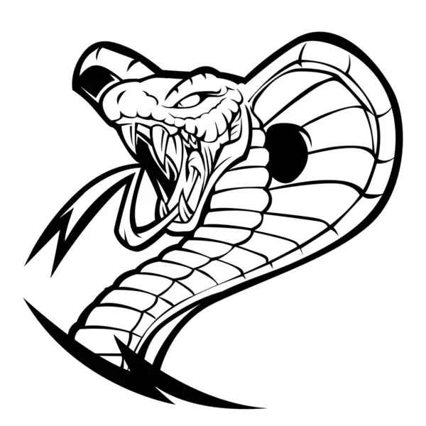 Cobra Tête Noir Blanc Vecteur Gold Tête Serpent Mascotte Logo — Image vectorielle