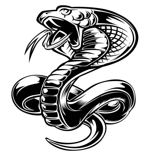 Cobra Tête Noir Blanc Vecteur Gold Tête Serpent Mascotte Logo — Image vectorielle