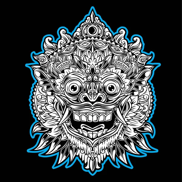 Ndonesian Bali Maskenkunst Vector Illustration Barong Masken Balinesisch — Stockvektor