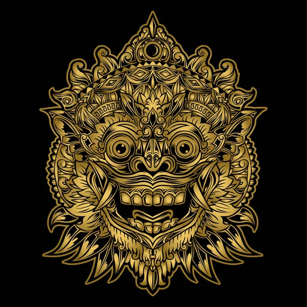 Arte Máscara Bali Ndonesio Vector Ilustración Barong Máscaras Balinés — Vector de stock