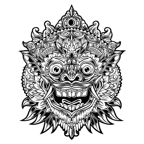 Ndonesian Bali Maska Umění Vektorové Ilustrace Barong Masky Balinese — Stockový vektor