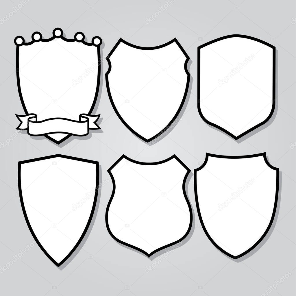 Shield Armor Set icon Logo Mascot on black background