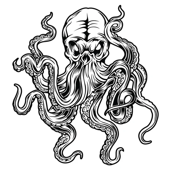 Oktopus Black Tattoo Design Vector — Stockvektor