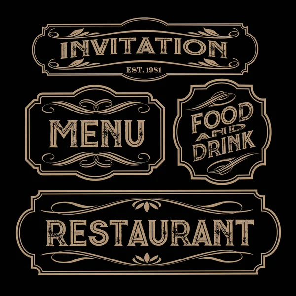 Vintage Frames Restaurant Bar Food Drinks Cafe Menu Brown Background — Stock Vector