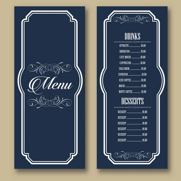 Vintage Frames Restaurant Bar Eten Drinken Cafe Menu Bruine Achtergrond — Stockvector