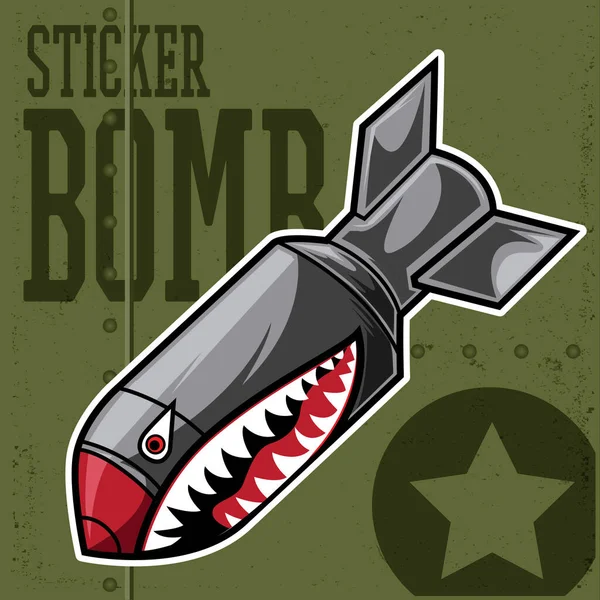 Air Bomb Flying Tiger Shark Mouth Sticker Vinyl Vector Illustrtion — Stockový vektor