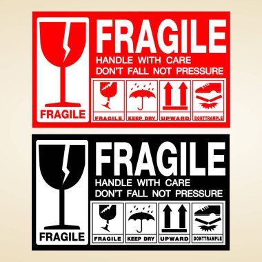 Fragile icon packaging shipping handle white care vector  clipart