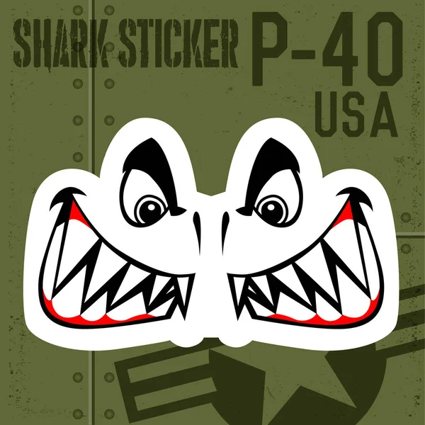 Sticker Bouche Requin Warhawk Tigres Volants Vinyle Sur Illustrateur Vectoriel — Image vectorielle